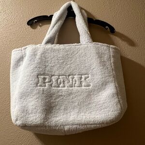 Victoria’s Secret Pink Faux Sherpa Teddy Light Blue Tote